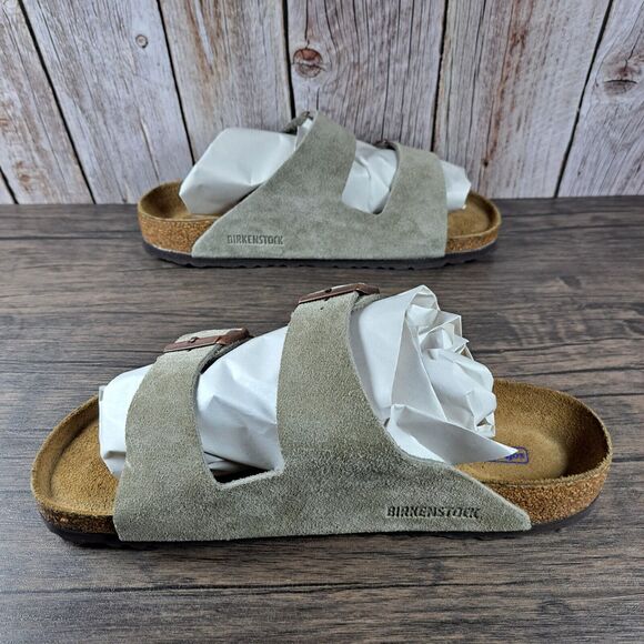 Birkenstock Arizona Suede Soft Footbed Sandals Women's Sz 9 EU40 Taupe (VGC) - Picture 5 of 8